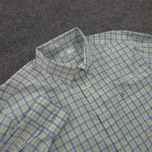 Southern Tide Shirt Mens XL Green Blue Plaid Intercoastal Beach Preppy Casual